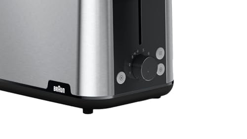 Braun PurShine Toaster HT1510 BK – Doppelschlitz-Toaster, 8 Röstgrade, Aufwärm- & Auftaufunktion, Ausziehbare Krümelschale, 900 Watt, Schwarz
