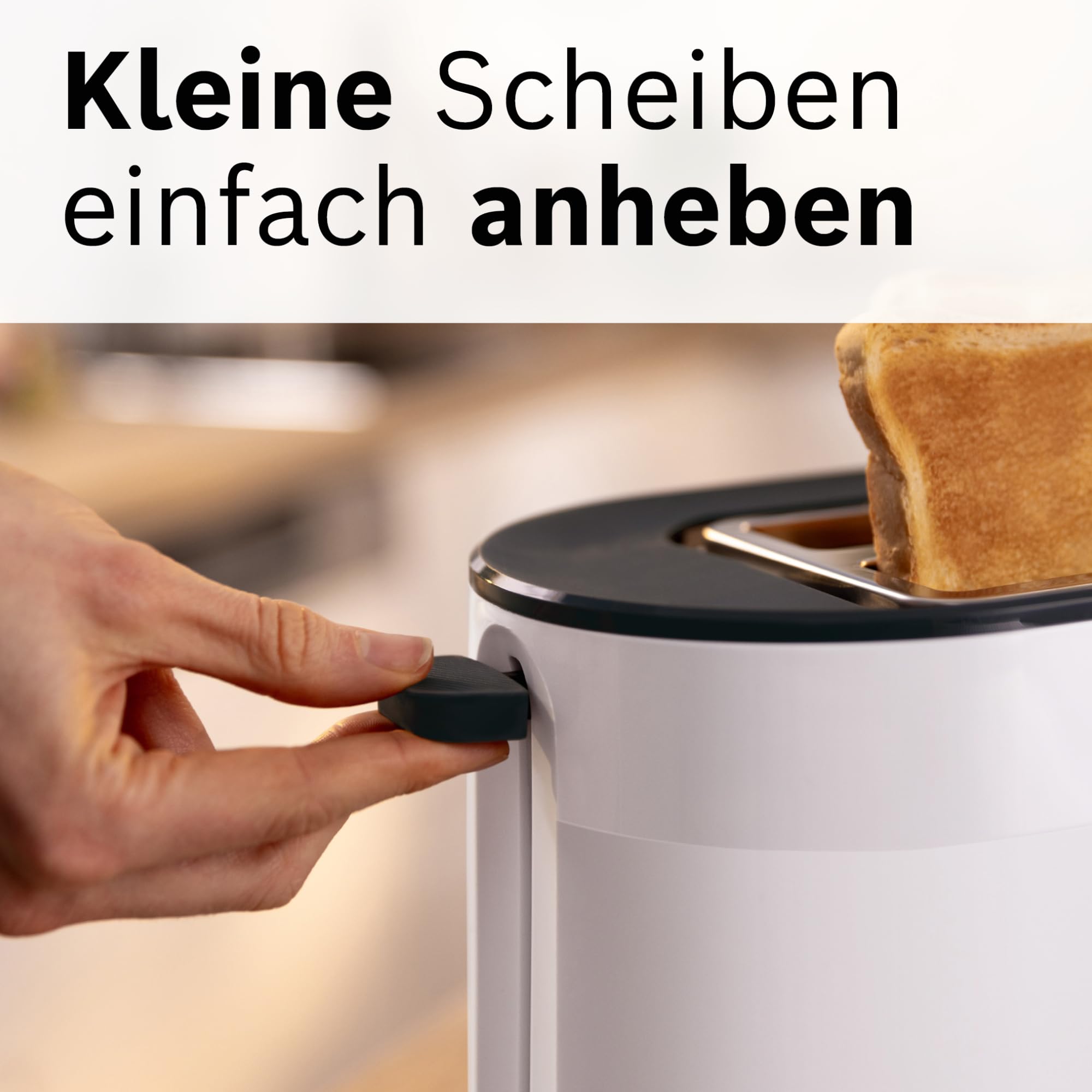 Bosch Kompakt Toaster MyMoment TAT2M121, integrierter Brötchenaufsatz, mit Auftaufunktion, mit Abschaltautomatik, Liftfunktion, Brotzentrierung, perfekt für 2 Scheiben, 800 Watt, Weiß matt