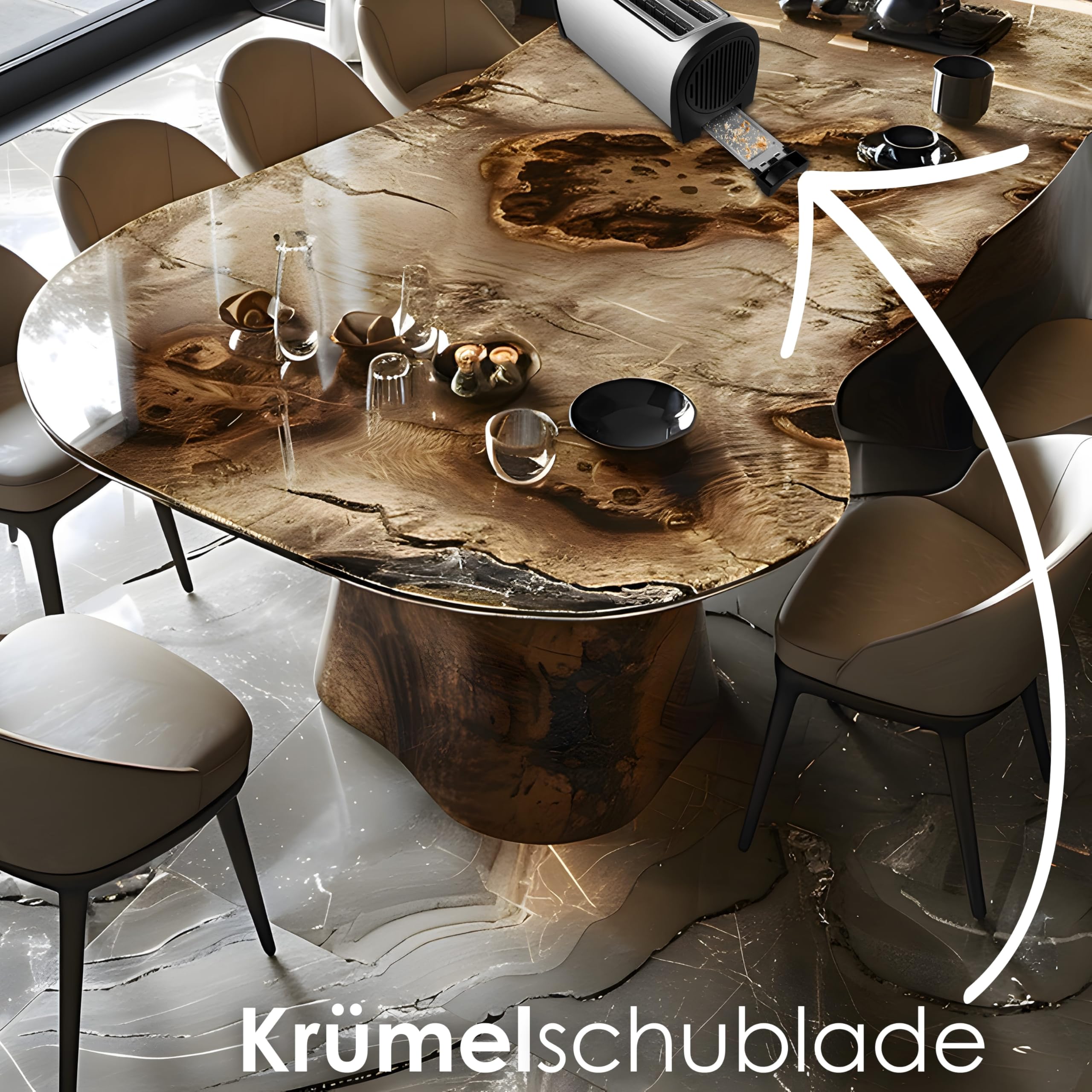 Steinborg Toaster 4 Scheiben mit Brötchenaufsatz XXL Langschlitztoaster Edelstahl Blaue LED Beleuchtung Toastautomat Automatische Abschaltung Doppelschlitztoaster Familientoaster Toastgerät