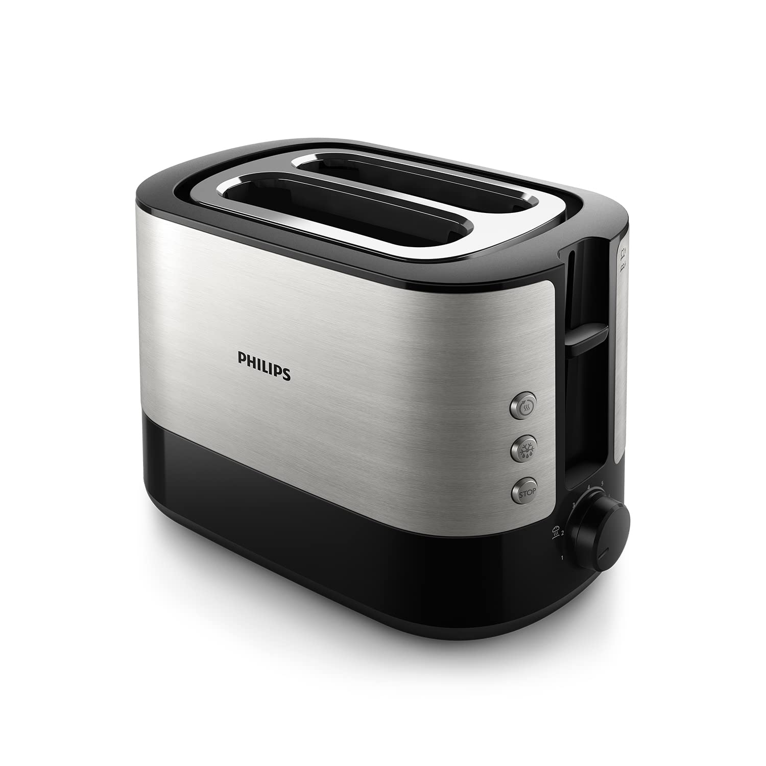 Philips Toaster – 2 Toastschlitze, 7 Stufen, Brötchenaufsatz, Auftaufunktion, Abschaltautomatik, Liftfunktion, schwarz (HD2637/90)