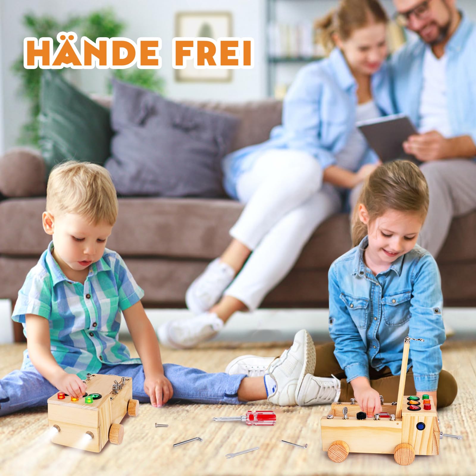 OAKJAR Montessori Schraubenbrett Holzspielzeug, Busy Board für Kinder 2–6 Jahre, Motorik Lernspielzeug mit Schrauben, pädagogisches Spiel für Jungen & Mädchen