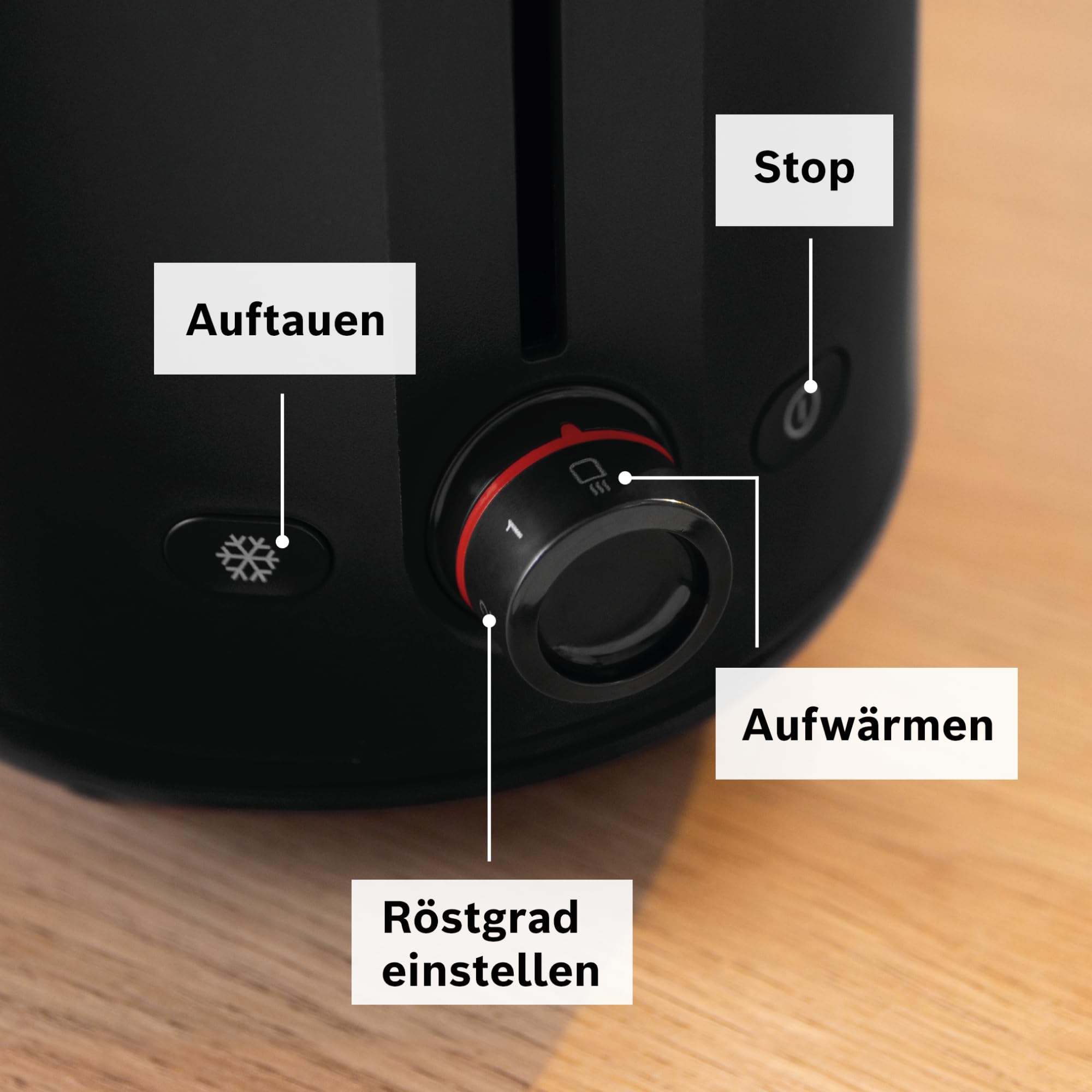 Bosch Kompakt Toaster MyMoment TAT2M123, integrierter Brötchenaufsatz, mit Auftaufunktion, mit Abschaltautomatik, Liftfunktion, Brotzentrierung, perfekt für 2 Scheiben, 800 Watt, Schwarz matt