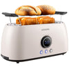 Steinborg Toaster 4 Scheiben mit Brötchenaufsatz Langschlitztoaster Toastautomat Automatische Abschaltung Doppelschlitztoaster Familientoaster Toastgerät LED Display mit Restzeitanzeige (Bulgur Beige)
