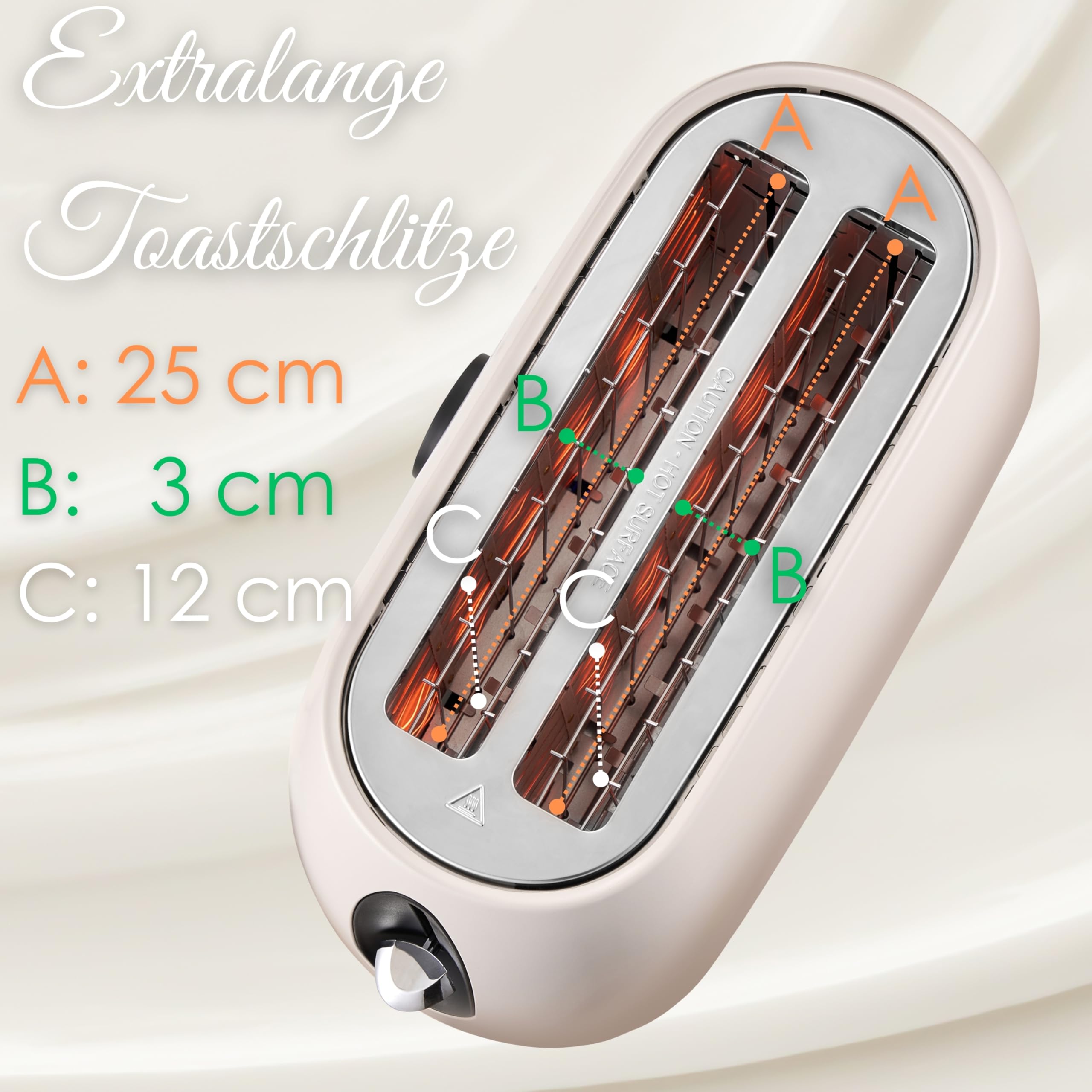 Steinborg Toaster 4 Scheiben mit Brötchenaufsatz Langschlitztoaster Toastautomat Automatische Abschaltung Doppelschlitztoaster Familientoaster Toastgerät LED Display mit Restzeitanzeige (Bulgur Beige)