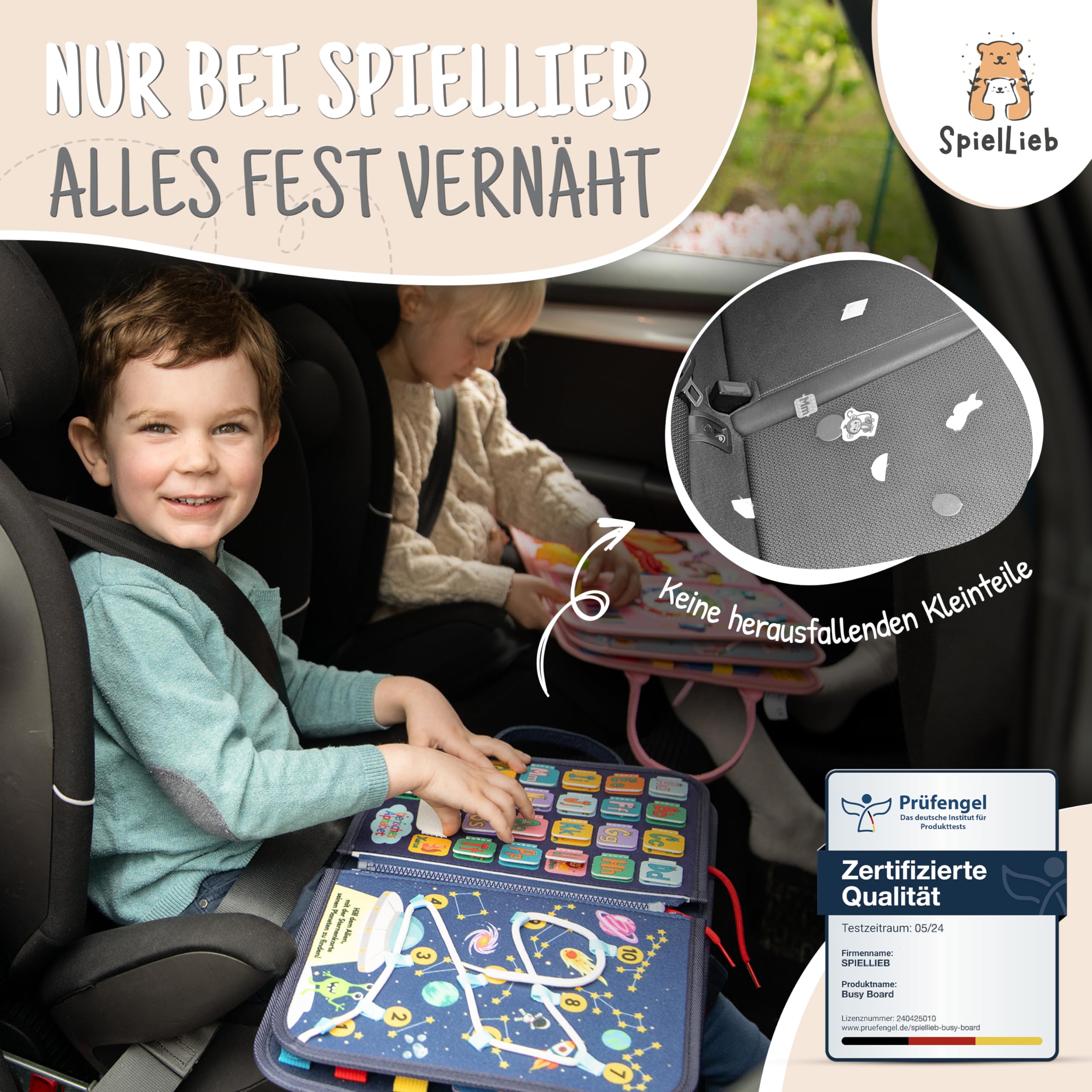 SpielLieb Montessori Busy Board ab 3 Jahren, interaktives Activity Board Spielzeug für Kleinkinder, Beschäftigung für Reisen, Förderung von Motorik & Entwicklung